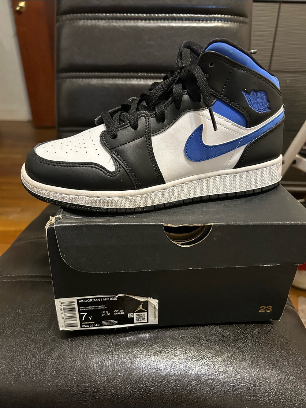 Nike Air Jordan 1 Mid Black White Royal Blue